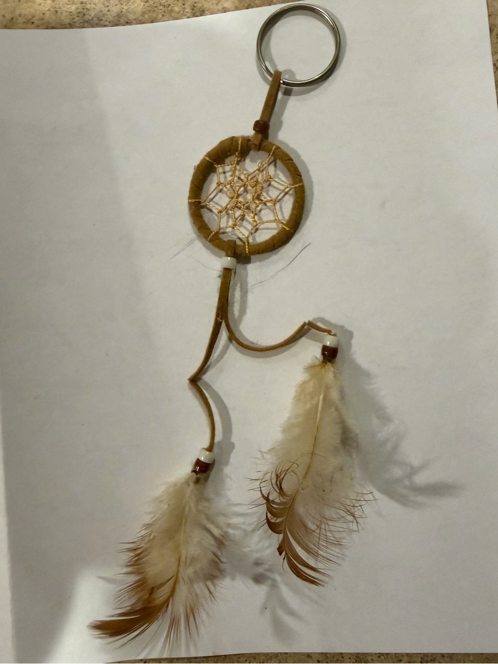 Dreamcatcher Feather Keychain - Tan